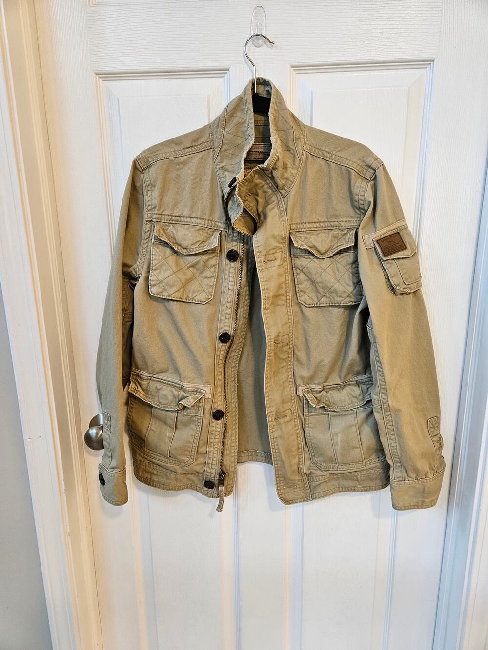 Triple Five Soul Womens Small Utility Field Jacket Tan Military Cargo Y2K